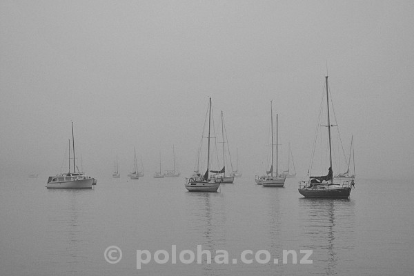 Stock Photo: Foggy winter morning from Birkenhead Wharf